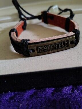 💑 New BEST FRIEND Leather Accent Bracelet - Black & Tan 💑